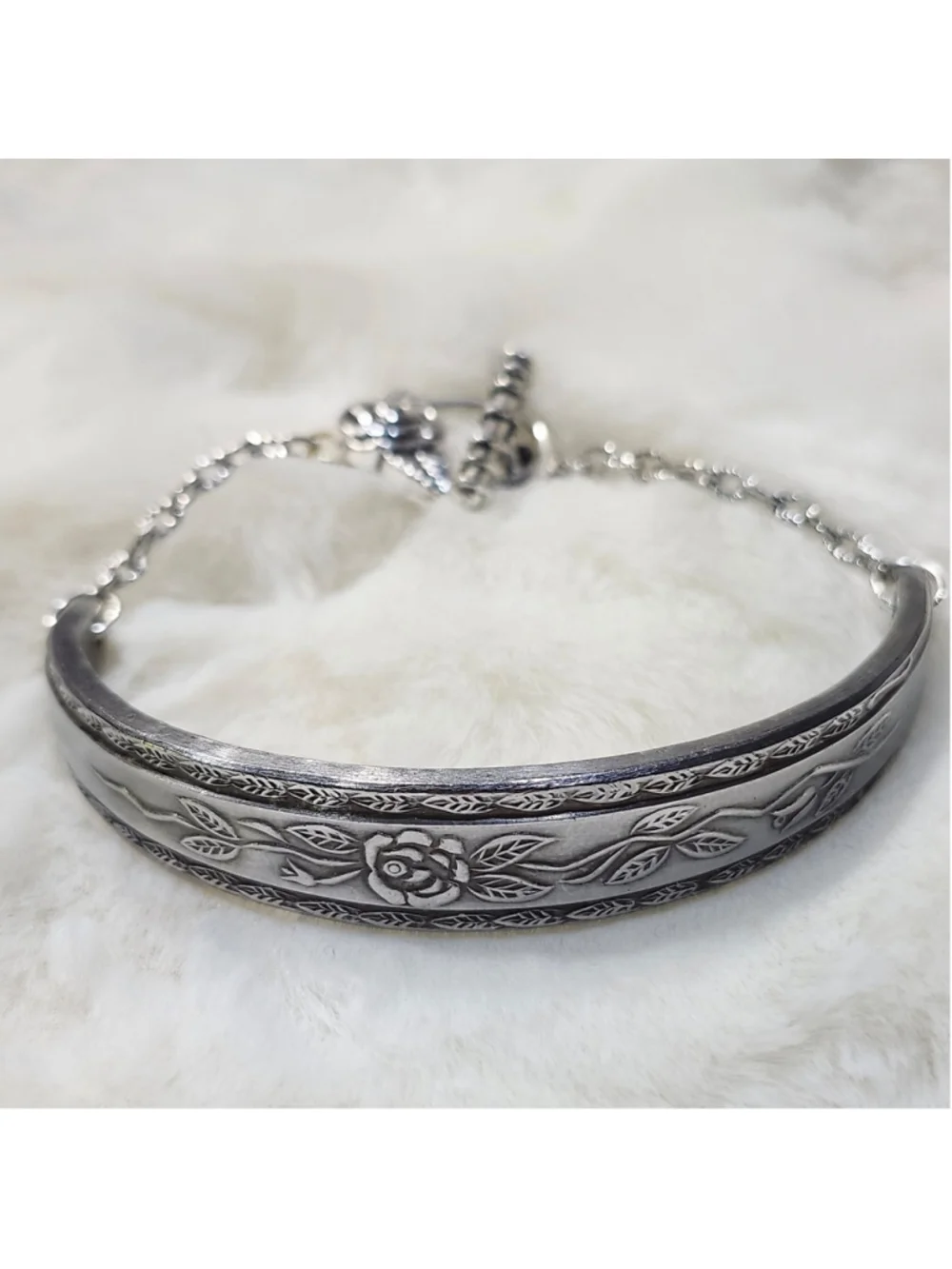 Floral Rose bracelet Spoon Handle Floral jewelry